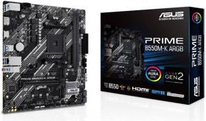 ASUS PRIME B550M-K ARGB Motherboard - AMD Socket AM4, AMD B550, 2 x DIMM Slots, DP,HDMI, 2 x M.2 slots, 128 Mb Flash ROM