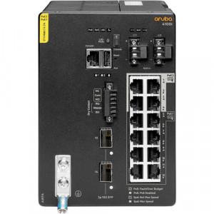 HPE Aruba 4100i (JL817A) Switch - 12 x 100M/1G Base-T PoE Ports, 2 x 1G/10G SFP Ports, 1 x USB-C Console, 1 x RJ45 Console, 1 x USB A, 1 x Alarm socket