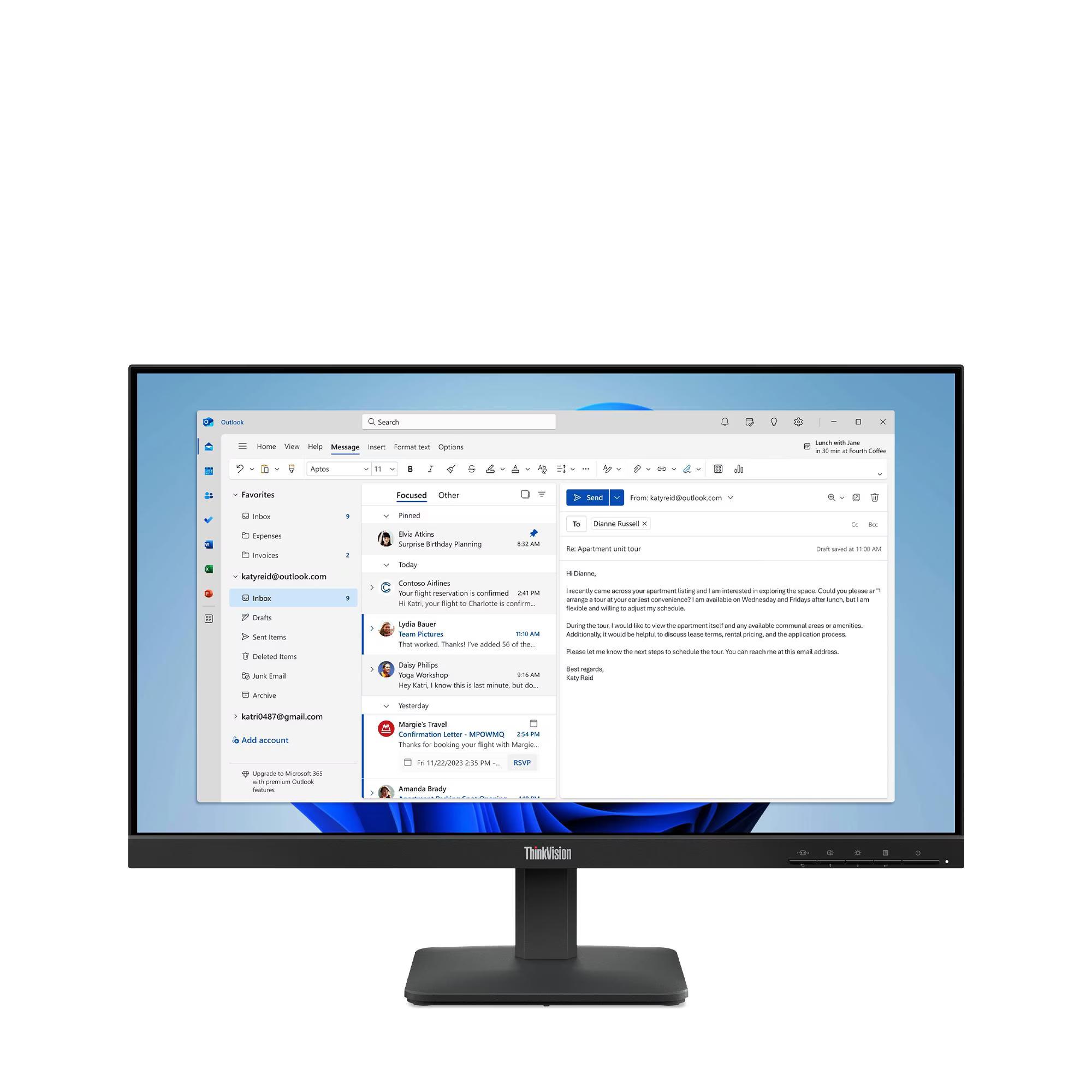 LENOVO THINKVISION S24-4E Monitor - 24" FHD (1920 x 1080), IPS, Tilt, HDMI, VGA, 250nits, 100Hz