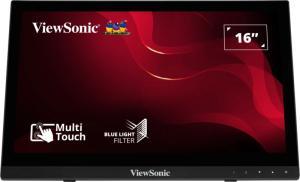 VIEWSONIC TD1630-3 Monitor - 16" HD 1366 x 768, TN, Tilt, HDMI, VGA, 190 nits, 60 Hz, Multi-Touch