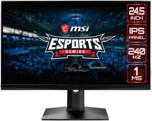MSI MAG251RX Gaming Monitor - 24" FHD (1920 x 1080), IPS, Height. Tilt, Wall Mounting, HDMI, DP, 400nits, 240Hz