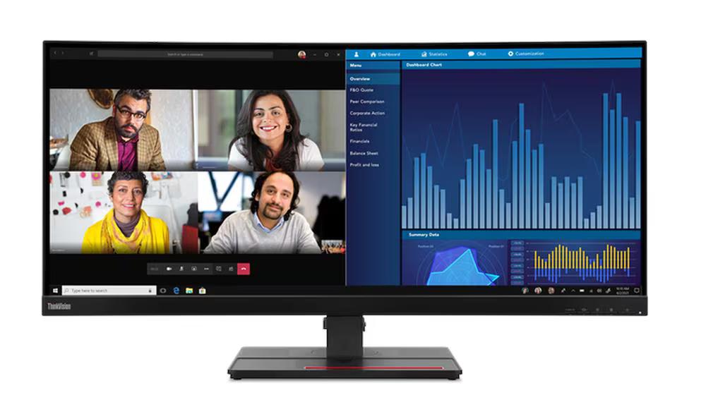 LENOVO THINKVISION P34W-20 Monitor - 34" WQHD (3440 x 1440), IPS, Tilt, Swivel, Height, HDMI, DP, USB-C, 300nits, 60Hz