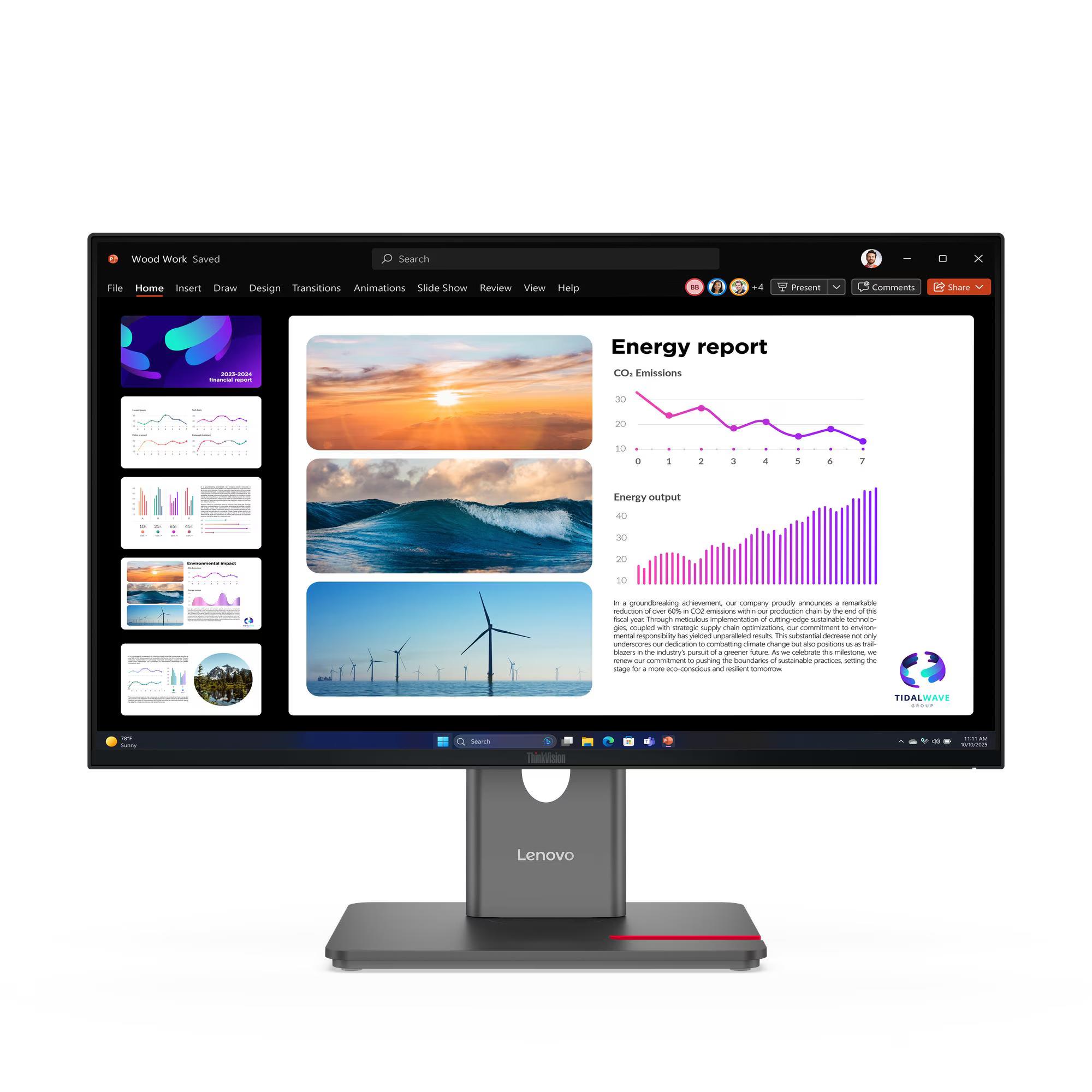 LENOVO THINKVISION P24Q-40 Monitor - 24" QHD (2560 x 1440), IPS, Tilt, Swivel, Pivot, Height, HDMI, DP, USB-C, 300nits, 48-120Hz