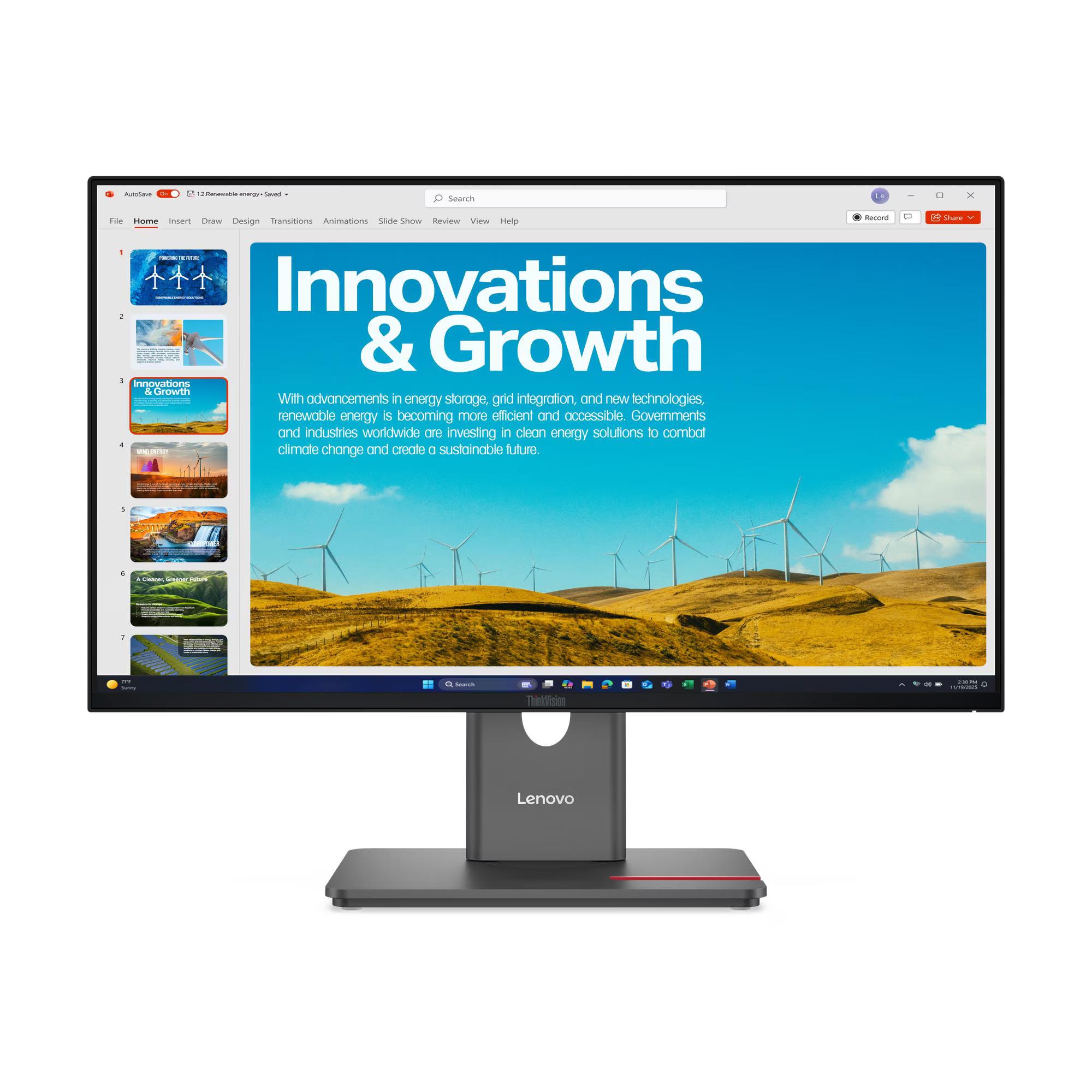 LENOVO THINKVISION P24QD-40 Monitor - 24" QHD (2560 x 1440), IPS, Tilt, Swivel, Pivot, Height, HDMI, DP, USB-C, 300nits, 48Hz - 120Hz