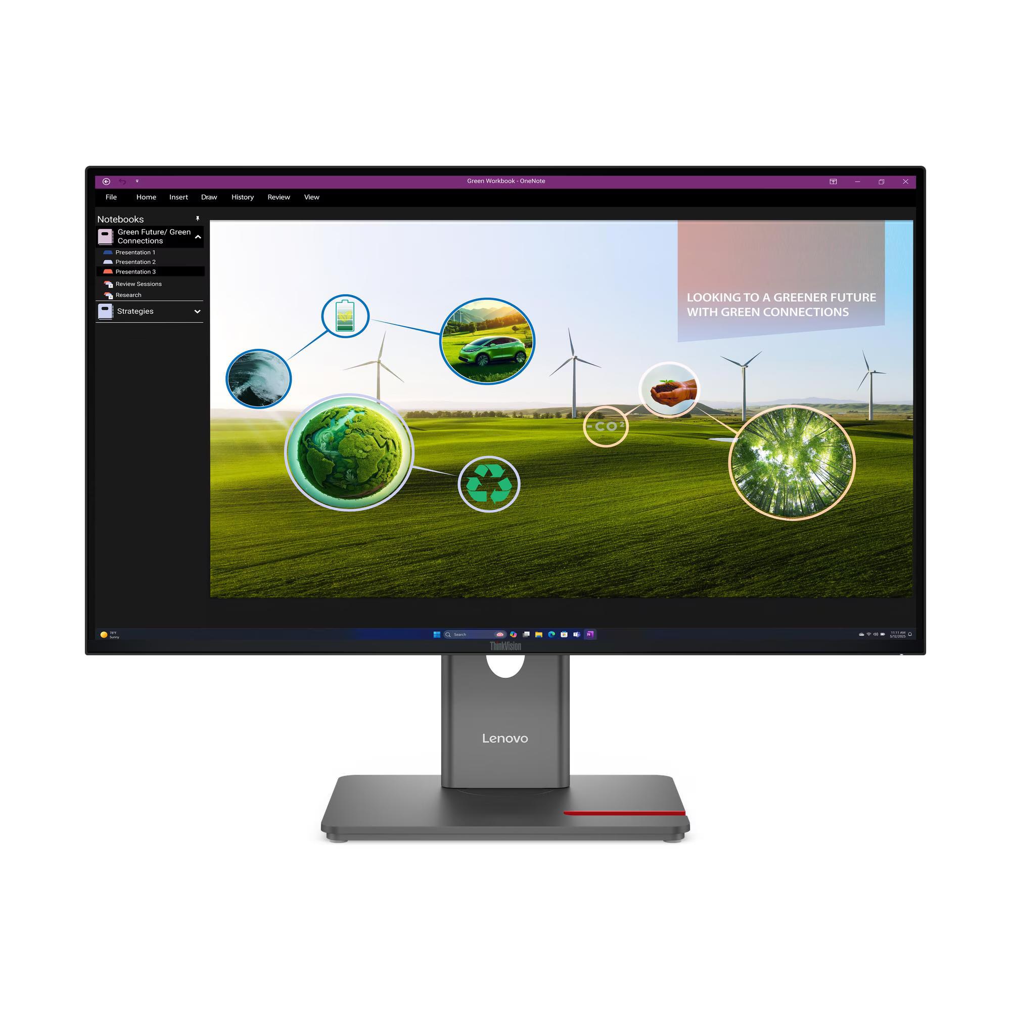 LENOVO THINKVISION P27Q-40 Monitor - 27" QHD (2560 x 1440), IPS, Tilt, Swivel, Pivot, Height, HDMI, DP, 350nits, 24-120Hz