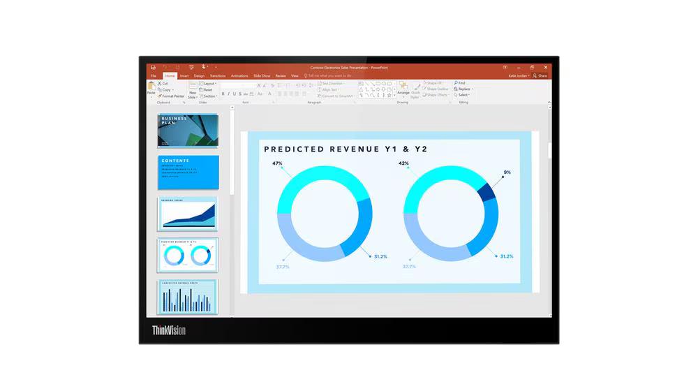 LENOVO THINKVISION M14D Monitor - 14" 2.2k (2240 x 1400), IPS, Tilt, Height, DP, USB-C, 300nits, 60Hz