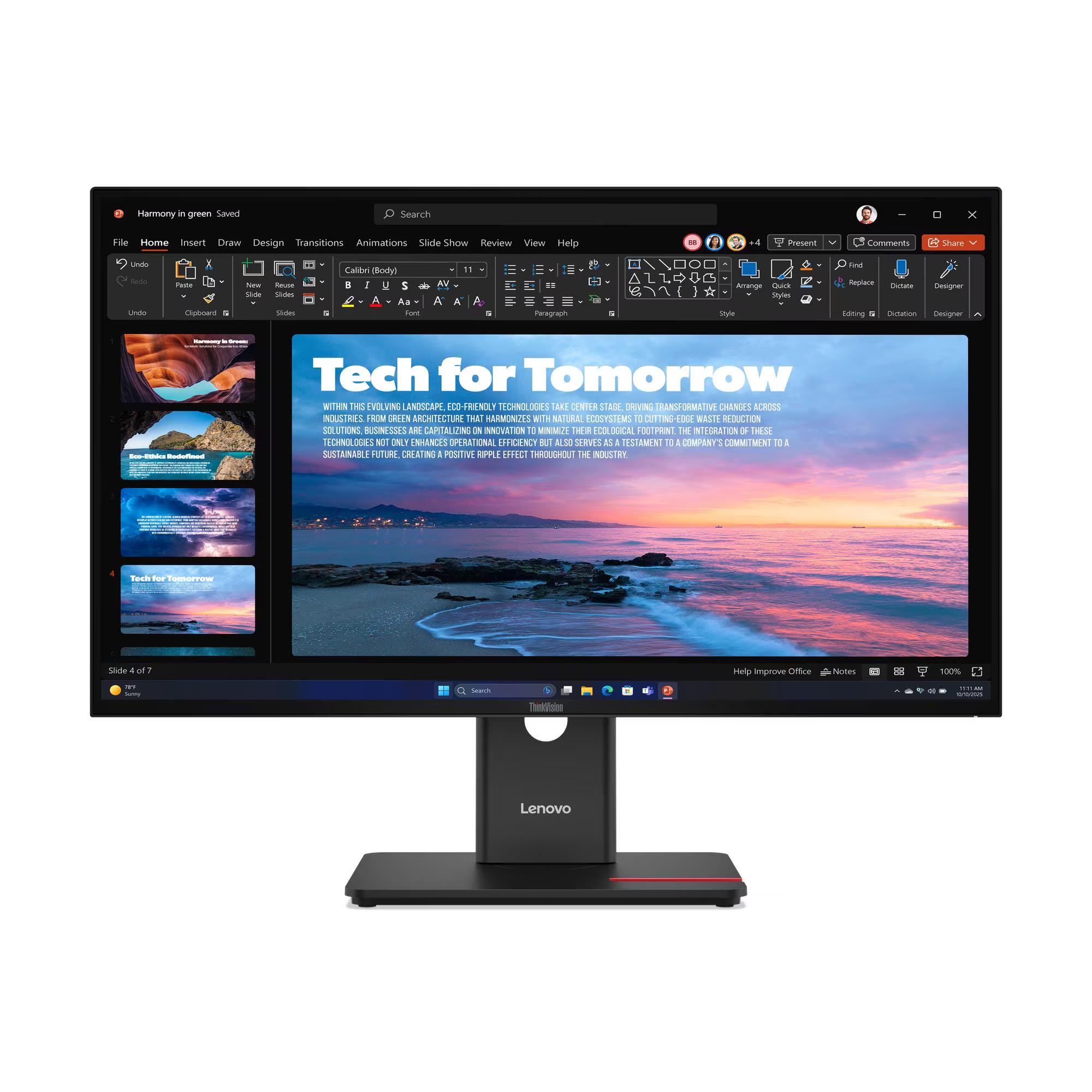 LENOVO THINKVISION T27QD-40 Monitor - 27" QHD (2560 x 1440), IPS, Tilt, Swivel, Pivot, Height, HDMI, DP, USB-C, 350nits, 48-120Hz