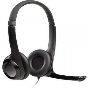 Logitech USB Headset H390 Wired Headset - Bi-directional, noise-canceling mic, black