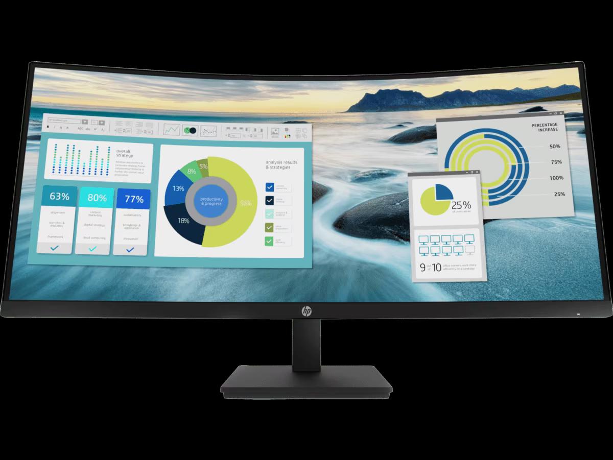 HP P34HC G4 Curved Monitor - 34" WQHD (3440 x 1440), VA, DP, HDMI, USB-C, 250 nits, 60 Hz