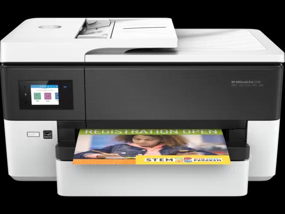 HP OfficeJet Pro Wide Format 7720 Printer | Wireless, A4, Print Copy Scan Fax, 22 ppm, 1200 x 1200 rendered dpi Resolution, 30,000 Pages Duty Cycle, Black and Color