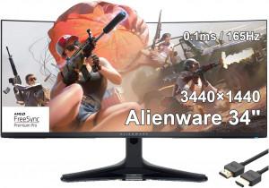 DELL ALIENWARE AW3423DWF Curved Gaming Monitor - 34" WQHD (3440 x 1440), QD-OLED, HDMI, DP, 250 nits, 165 Hz