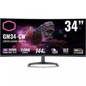 COOLER MASTER GM34-CW Gaming Curved Monitor - 34" UWQHD (3440 x 1440), VA, Height, Swivel, HDMI, DP, 400 nits, 144 Hz