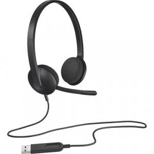 Logitech H340 USB Headset - Dual Ear with Headband, on Boom, 1x USB-A Audio Connector