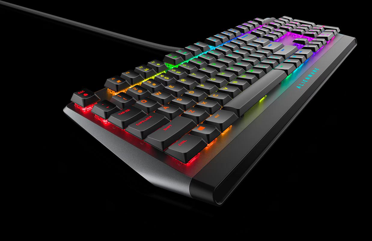 DELL ALIENWARE Low Profile RGB Mechanical Wired Gaming Keyboard - CHERRY MX Low Profile Red, Numeric keypad, RGB / 16.8 million colors (Black)