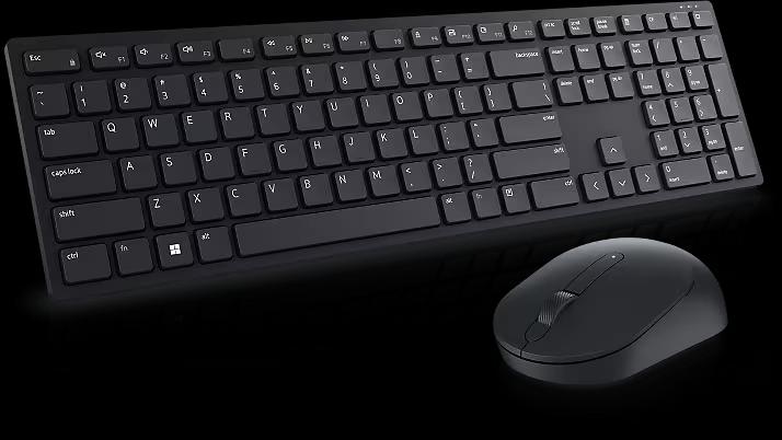 DELL KM5221W Pro Wireless Keyboard and Mouse - Optical Sensor, 1600 DPI, 3 Button, 10 Million Keystrokes, 2.4 GHz USB wireless receiver (Black)