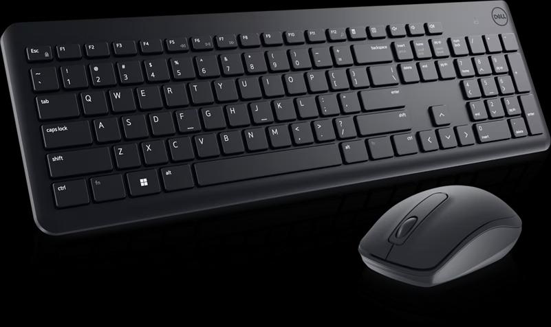 DELL KM3322W Wireless Keyboard and Mouse - Optical Sensor, 1000 DPI, 3 Button, 10 Million Keystrokes, 2.4 GHz USB wireless receiver