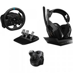 Logitech G G923 TRUEFORCE Sim Racing Wheel and Pedals Kit with Driving Force Shifter and A50 Wireless Headset (Windows, Xbox Series X|S, Xbox One)