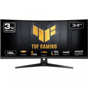 ASUS TUF VG34VQ3B Curved Gaming Monitor - 34" QHD (3440 x 1440), VA, Tilt, Wall-Mount, HDMI, DP, 400 nits, 180 Hz (Built-In Speaker)