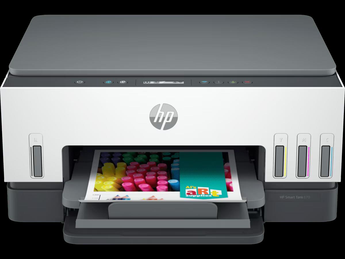 HP SMART TANK 670 Thermal Inkjet All In One Printer - Wireless, A4, Print Copy Scan, Up to 7 ppm, Up to 4800 x 1200 dpi Resolution, 3,000 Pages Duty Cycle, Black and Color
