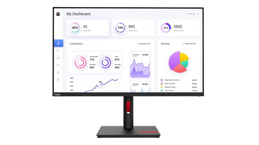 LENOVO THINKVISION T32P-30 Monitor - 32" UHD (3840x2160), IPS, Tilt, Swivel, Pivot, Height, HDMI, DP, USB-C, 350nits, 60Hz