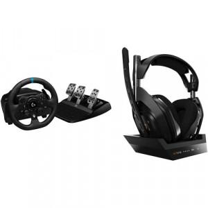 Logitech G G923 TRUEFORCE Sim Racing Wheel and Pedals Kit with ASTRO A50 Wireless Gaming Headset - Windows, Xbox Series X-S, Xbox One