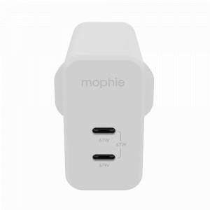 Mophie Accessories Power Adapter - USB C Pd Dual 67w Gan White, Notebook, Smartphone, Tablet, Lightweight, Portable Charger Small
