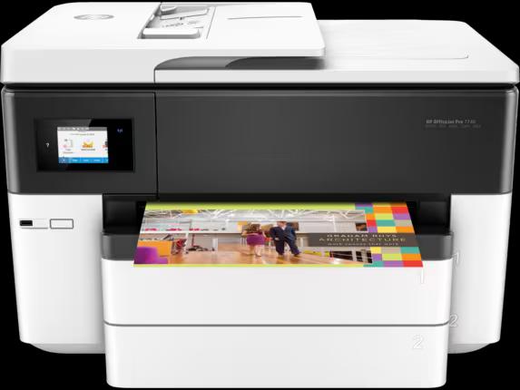 HP OfficeJet Pro 7740 Printer - Wireless, A4, Print Copy Scan Fax, 21 ppm, 1200 x 1200 rendered dpi Resolution, 30,000 Pages Duty Cycle, Black and Color