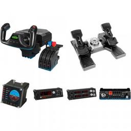 Logitech G Flight Yoke System and Flight Rudder Pedals Kit with Panels