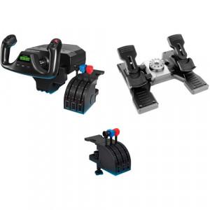 Logitech Gaming Controllers - G Flight Yoke System, Flight Rudder Pedals, Flight Throttle Quadrant Kit