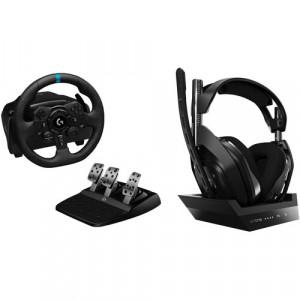 Logitech G G923 TRUEFORCE Sim Racing Wheel and Pedals Kit with ASTRO A50 Wireless Gaming Headset - Windows, PS4, PS5