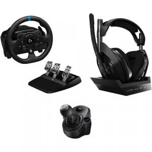 Logitech G G923 TRUEFORCE Gaming Controllers - Racing Wheel, Pedals Kit, Driving Force Shifter, A50 Wireless Headset